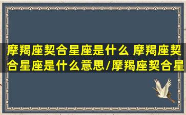 摩羯座契合星座是什么 摩羯座契合星座是什么意思/摩羯座契合星座是什么 摩羯座契合星座是什么意思-我的网站